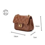 Bolsa Feminina Mini Bag Matelassê Corrente Couro Legítimo - Caramelo com Dourado