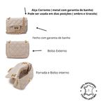 Bolsa Feminina Mini Bag Matelassê Corrente Couro Legítimo - Off white e Dourada