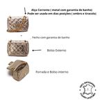 Bolsa Feminina Mini Bag Matelassê Corrente Couro Legítimo - Dourada e Dourada 