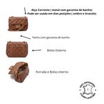 Bolsa Feminina Mini Bag Matelassê Corrente Couro Legítimo - Caramelo com Dourado