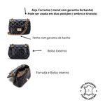 Bolsa Feminina Mini Bag Matelassê Corrente Couro Legítimo - Preta e dourada
