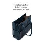 Bolsa Feminina Couro Legítimo Bolsos Externos Grande Azul Marinho