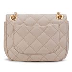 Bolsa Feminina Mini Bag Matelassê Corrente Couro Legítimo - Off white e Dourada