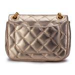 Bolsa Feminina Mini Bag Matelassê Corrente Couro Legítimo - Dourada e Dourada 
