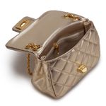Bolsa Feminina Mini Bag Matelassê Corrente Couro Legítimo - Dourada e Dourada 