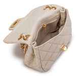 Bolsa Feminina Mini Bag Matelassê Corrente Couro Legítimo - Off white e Dourada