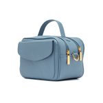 Bolsa Baú Jamin Feminina Transversal Couro - Azul Denin