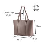Bolsa Tote Shopper Cris Santos Quadrada Estruturada Divisória e Bolsos Internos Ombro Couro Legítimo Feminina - Caqui
