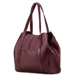 Bolsa Feminina Transversal Tiracolo Ombro Alça Removível e Regulável Tripla em Couro Legítimo - Vinho - Marsala