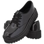 Oxford Feminino Salto Baixo Crshoes Verniz Preto 