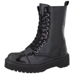 Coturno Feminino Cano Médio Crshoes Verniz Preto Com Ziper 