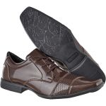 Sapato masculino social CRshoes verniz cafe com brinde carteira