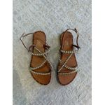 Rasteira CS Shoes Afrodite Caramelo E Dourado 