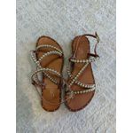 Rasteira CS Shoes Afrodite Caramelo E Dourado 