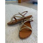 Rasteira CS Shoes Afrodite Caramelo E Dourado 