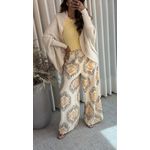 Calça Lez a Lez Pantalona Estampada Amarelo 2808
