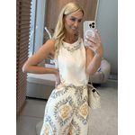 Regata Lez a Lez Estampada Em Tecido Leve Bege 0611