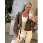 Jaqueta Animale Jeans De Algodão Elástico na Cintura Marrom 1601