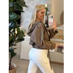 Jaqueta Animale Jeans De Algodão Elástico na Cintura Marrom 1601