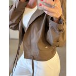 Jaqueta Animale Jeans De Algodão Elástico na Cintura Marrom 1601