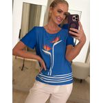 Blusa Lez a Lez Manga Curta Com Estampa Azul 2409