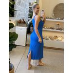 Vestido Lez a Lez Midi Em Malha Canelada Azul 0311