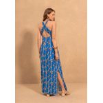 Vestido Lez a Lez Estampado Com Alças Cruzadas Nas Costas Azul 3110 