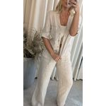  Camisa V Com Bolso Em Linho 100% Italiano Cru (28496)