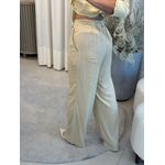 Calça Linho Essencial Com Elástico Na Cintura Bege 