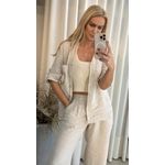  Camisa V Com Bolso Em Linho 100% Italiano Cru (28496)