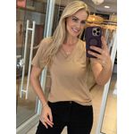 Blusa Lez a Lez Em Liocel Com Mangas Bordadas Bege 