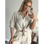 Camisa MS Listrada Em Linho 100% Italiano 0208