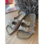Chinelo Flat Slide Carrano Couro Suede Bege 2909