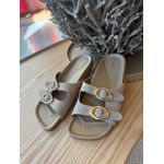 Chinelo Flat Slide Carrano Couro Suede Bege 2909