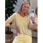 T Shirt Youbasic Manga 3/4 Com Gola V Pequim Bege Claro 0202