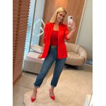 Blazer Lez a Lez Alongado Com Botão E Lapelas Vermelho 1211