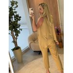 Regata Lez a Lez Decote V Estampa Localizada Bege 2810