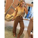 Regata Lez a Lez Decote V Estampa Localizada Bege 2810