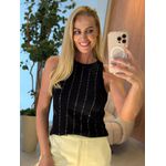 Regata Lez a Lez Bordada Em Malha Canelada Preto 2910 