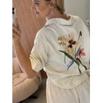 Camisa Lez a Lez Cropped Com Bordado Sarja E Linho 2110