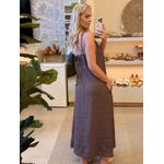 Vestido Regata Em Linho 100% Italiano Com Bolsos Jhuli Marrom 1011 