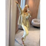 Camisa Lez a Lez Alongada Com Abertura Nas Costas Bege 2708