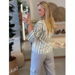 Camisa Lez a Lez Listrada Mangas 3/4 Cinza Metal 2701