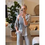 Camisa Lisa Em Linho 100% Italiano Cinza Laura 1311