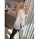 Camisa Morena Rosa Manga Longa Detalhe Botão Branco 2806