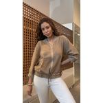 Jaqueta Bomber De Linho 100% Italiano Caramelo 1109