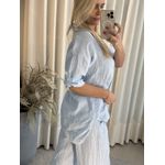 Camisa Lisa Em Linho 100% Italiano Azul Claro 3008