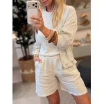 Conjunto De Bermuda E Bomber Em Linho 100% Italiano Cru 1512