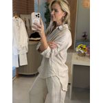 Camisa Lisa Em Linho 100% Italiano Cru Laura 1310 
