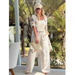 Chemise MS 100% Linho Italiano Floral Cru Izadora 1411